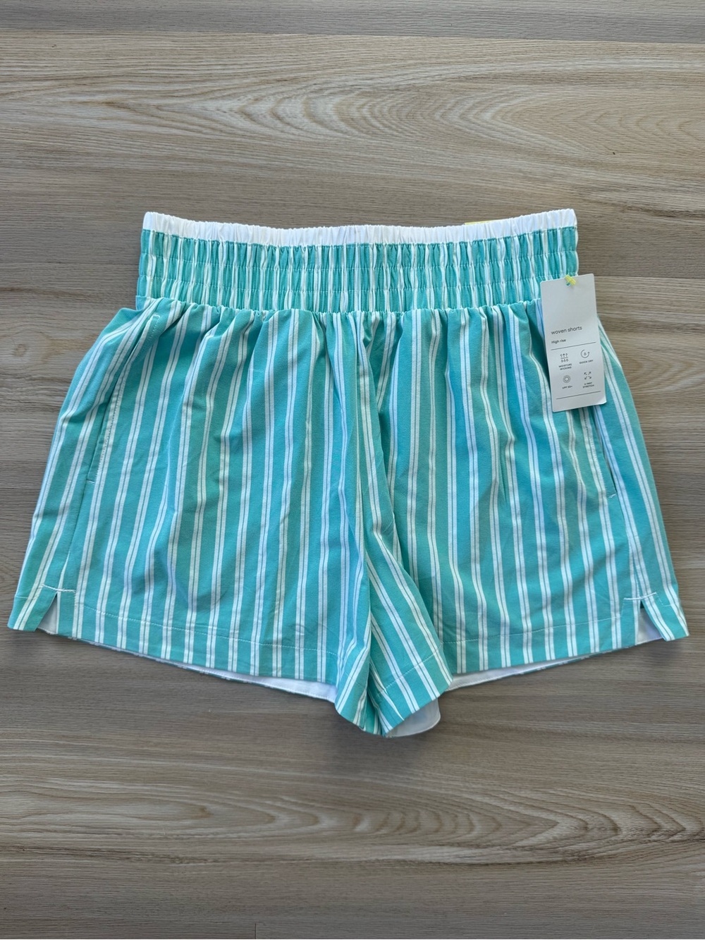 NWT | All In Motion | Women's Active Light Travel Shorts Green Striped | Medium